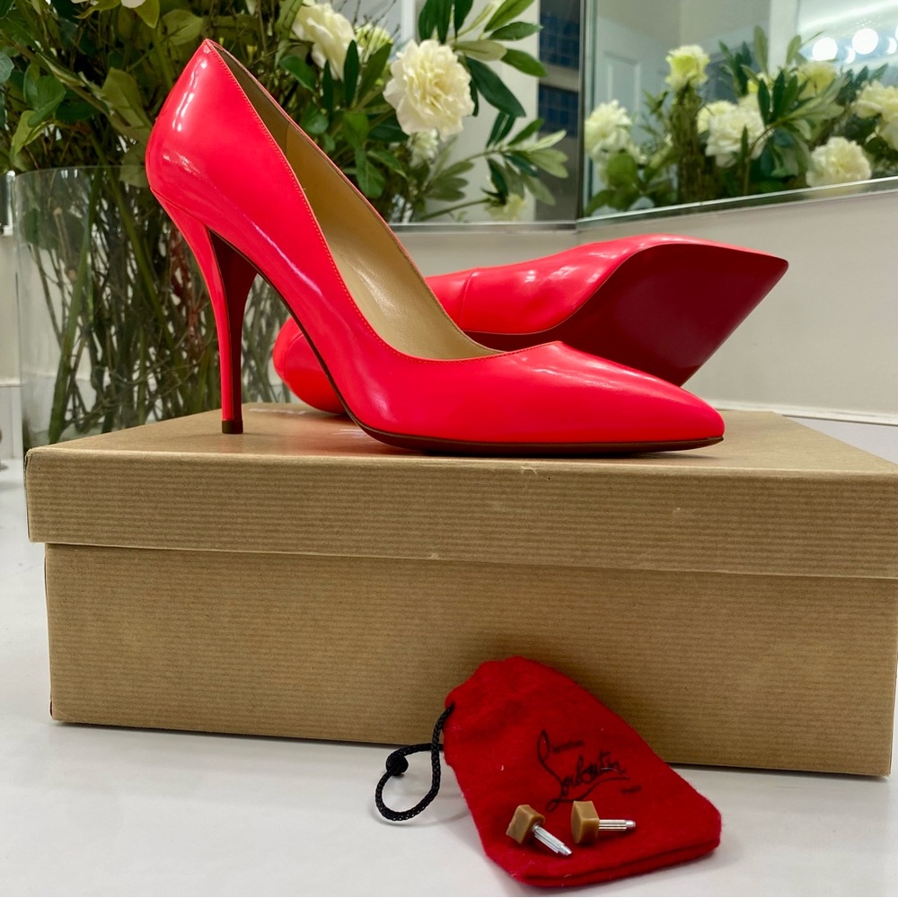 NWT - Christian Louboutin Batignolles 100 Rose Paris Patent